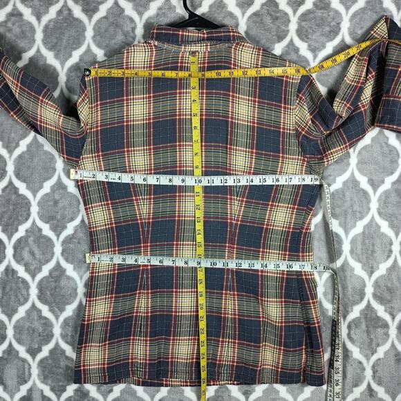 Patagonia Shirt Womens 6 Navy Red Plaid Fjord Flannel Henley Organic Cotton - Picture 5 of 11
